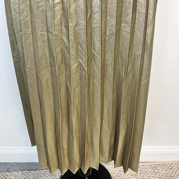Ann Taylor Skirt size 14 Gold Shimmery Pleated Wedding Evening Cocktail Modest - Picture 5 of 10